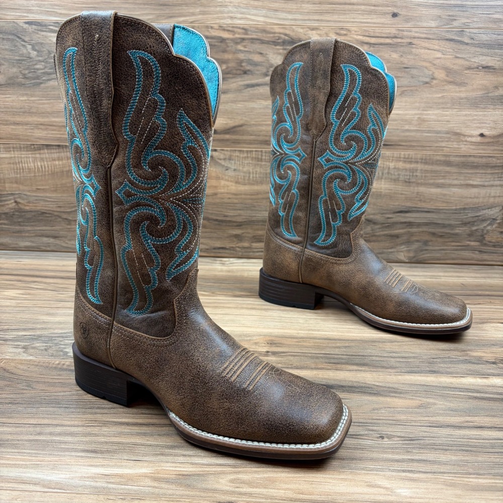 Ariat Primera StretchFit Womens 9B Square Toe 12" Western Boots 10038304 Brown